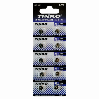 TINKO AG1 Alkaline-Knopfzellen – Originalblister, Vorderseite