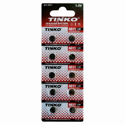 TINKO AG11 Alkaline-Knopfzellen – Originalblister, Vorderseite