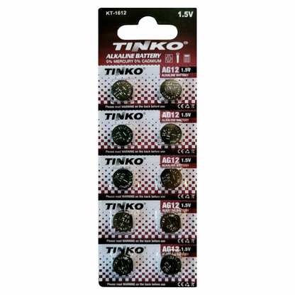 TINKO AG12 Alkaline-Knopfzellen – Originalblister, Vorderseite