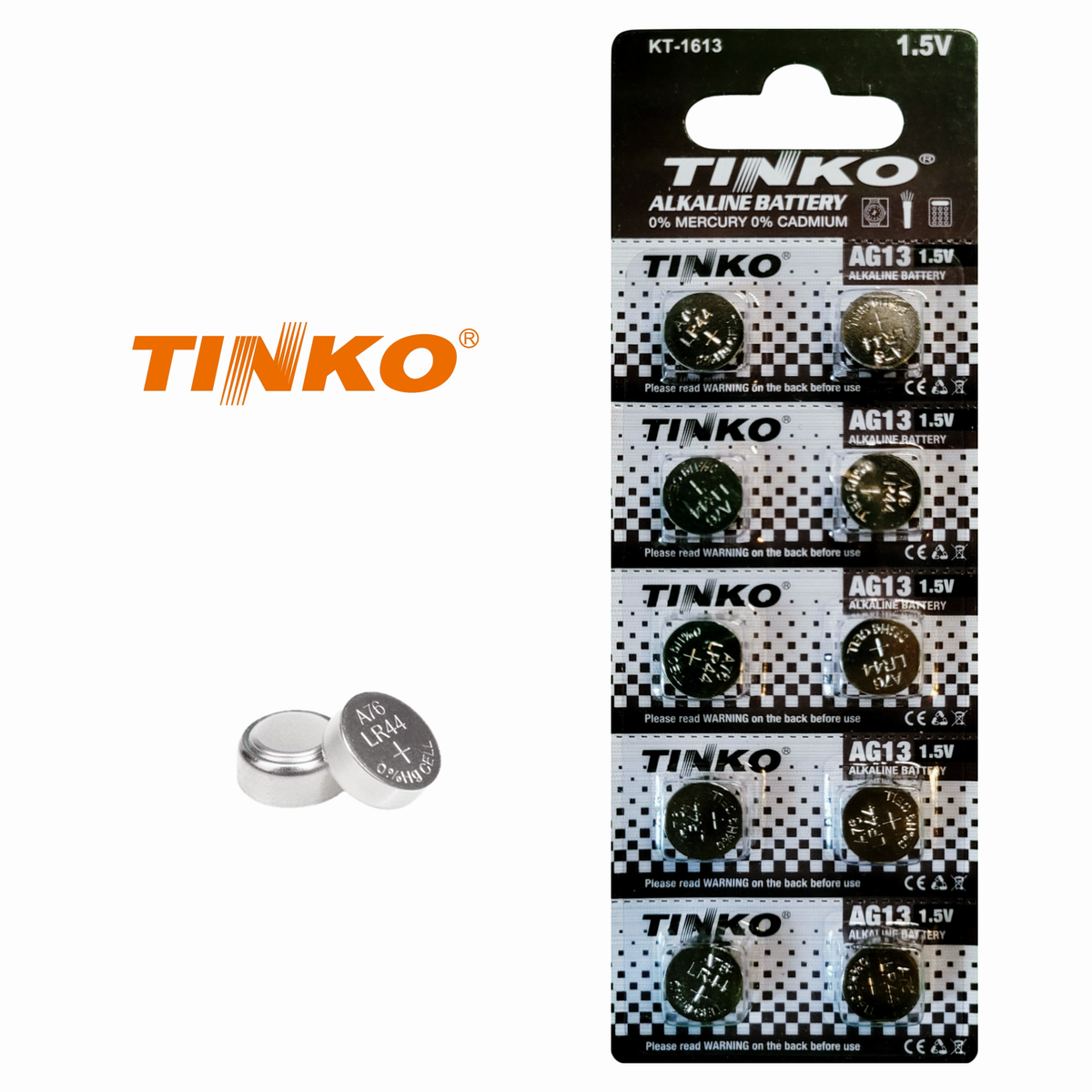 TINKO AG13 – Vorderseite mit TINKO-Logo und passenden Knopfzellen