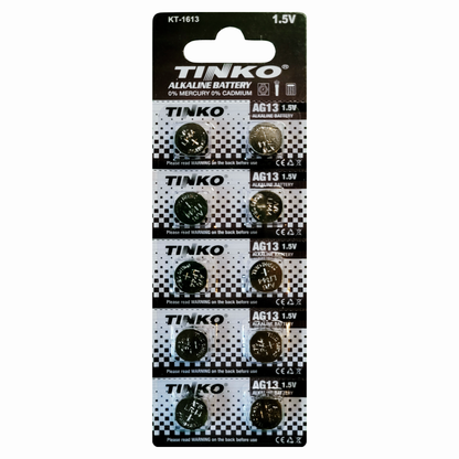 TINKO AG13 Alkaline-Knopfzellen – Originalblister, Vorderseite