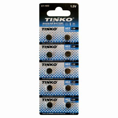 TINKO AG2 Alkaline-Knopfzellen – Originalblister, Vorderseite