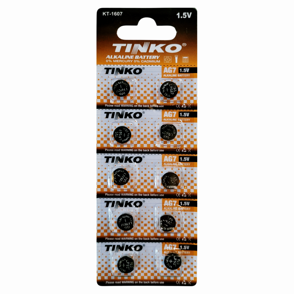 TINKO AG7 Alkaline-Knopfzellen – Originalblister, Vorderseite