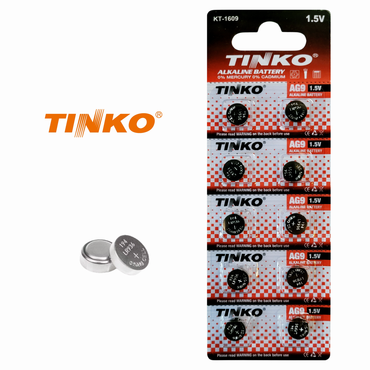 TINKO AG9 – Vorderseite mit TINKO-Logo und passenden Knopfzellen