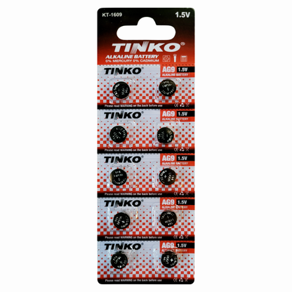 TINKO AG9 Alkaline-Knopfzellen – Originalblister, Vorderseite