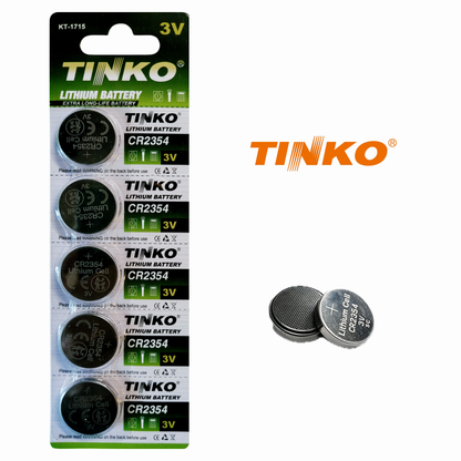TINKO CR2354 – Vorderseite mit TINKO-Logo und passenden Knopfzellen