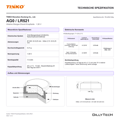 TINKO AG0 – technische Spezifikation, Seite 1