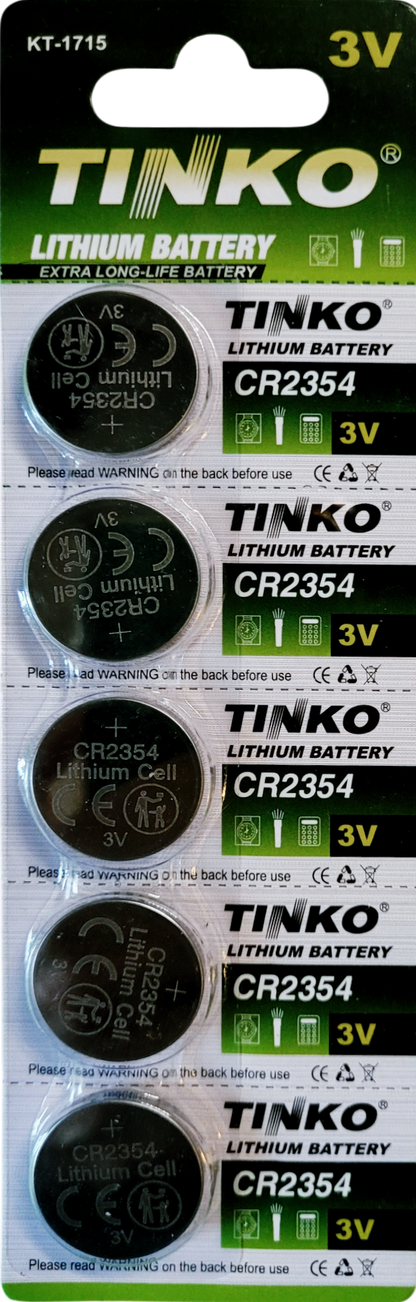 TINKO CR2354 Lithium-Knopfzellen – Originalblisterstreifen, Vorderseite