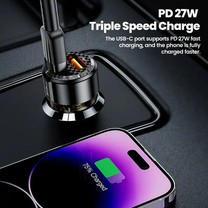 60W Toocki USB-C & USB-A Car Charger with PD, QC 3.0