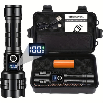 Compact Flashlight – Tactical Beam, 26650 battery Alu finish, premium box and sleeve