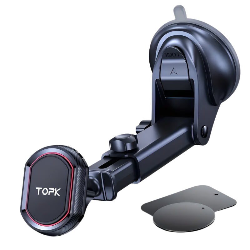 Support de téléphone magnétique pour voiture - Support de tableau de bord à ventouse télescopique