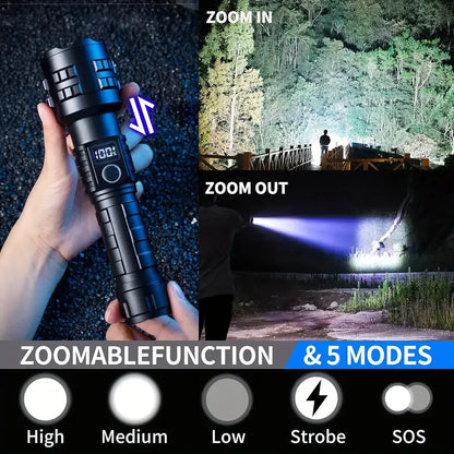 Compact Flashlight – Tactical Beam, 26650 battery Alu finish, premium box and sleeve