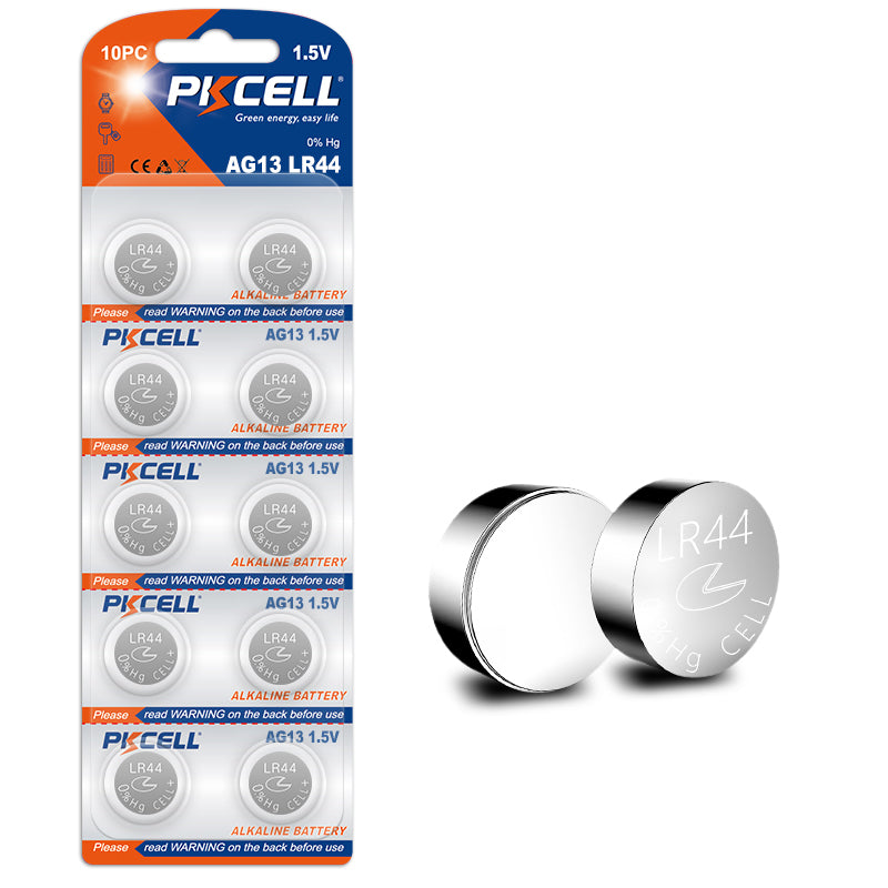 PKCELL AG13/LR44 Alkaline-Knopfzellen-Blister - 10 Stück