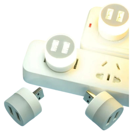 Small LED USB Round Night Light & USB Splitter with 2 x USB outlets