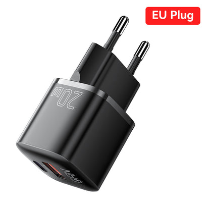 Chargeur mural USB-C + USB-A 20 W avec PD, QC 3.0